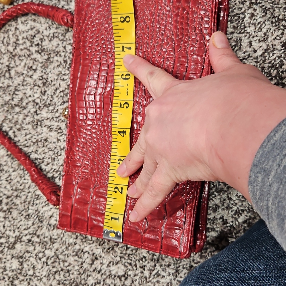 Isaac Mizrahi Red Crocodile-Embossed Clutch - Picture 8 of 12